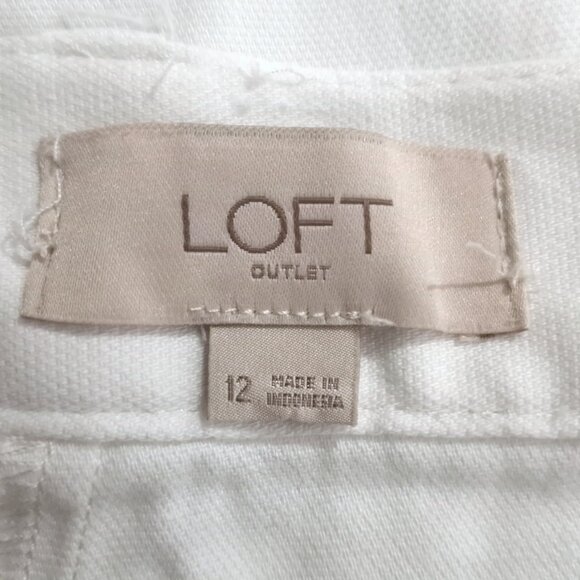 LOFT Outlet White Cotton Wide Leg Crop Pants - Picture 5 of 8